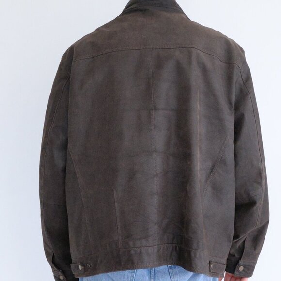 Vintage Danier Brown 100% Suede Leather Cotton Lined Zip Up Moto Jacket 2XL - Picture 3 of 15